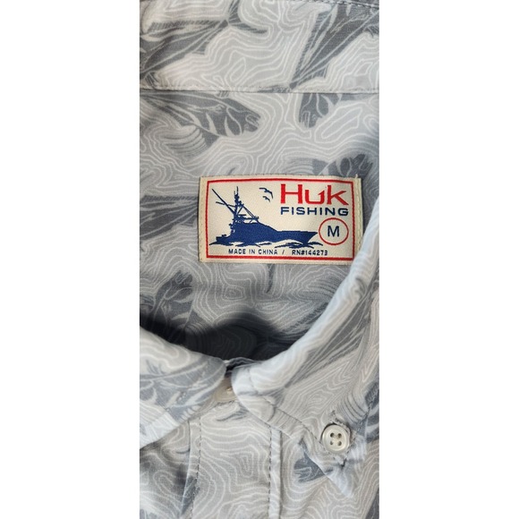 Huk Fishing Button Down Short Sleeve Shirt Size M - Picture 3 of 5